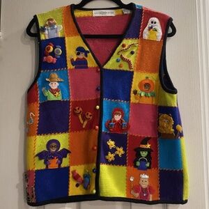 MARISA CHRISTINA PATCHWORK HALLOWEEN VEST WIZARD OF OZ ~ SMALL